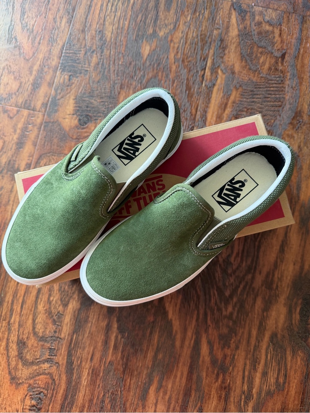 Vans Classic Slip-On Suede Sneakers in Olive Green